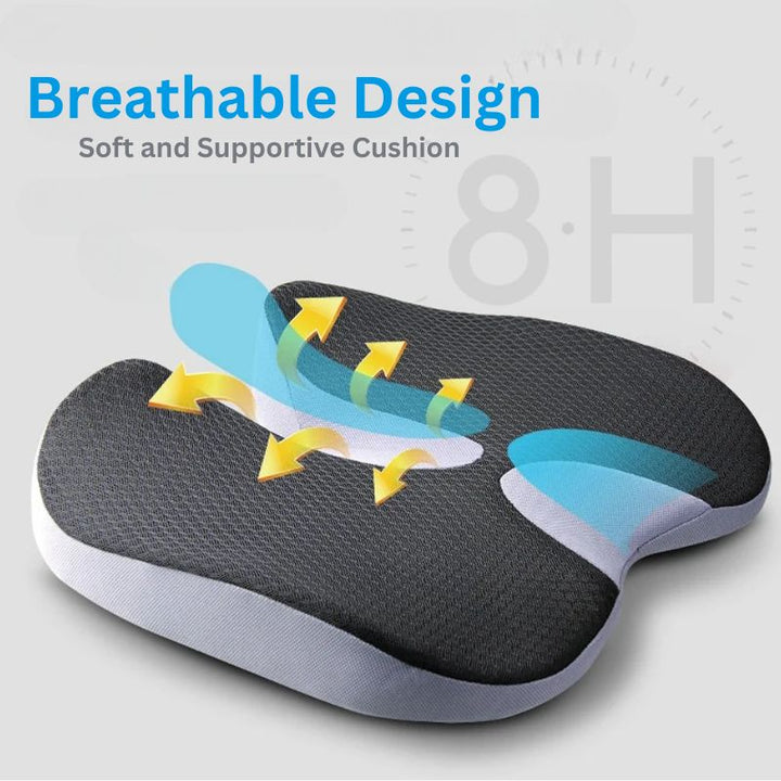 Lisslune | Ergonomic Memory Foam Car Seat Cushion – Tailbone & Sciatica Support Pillow