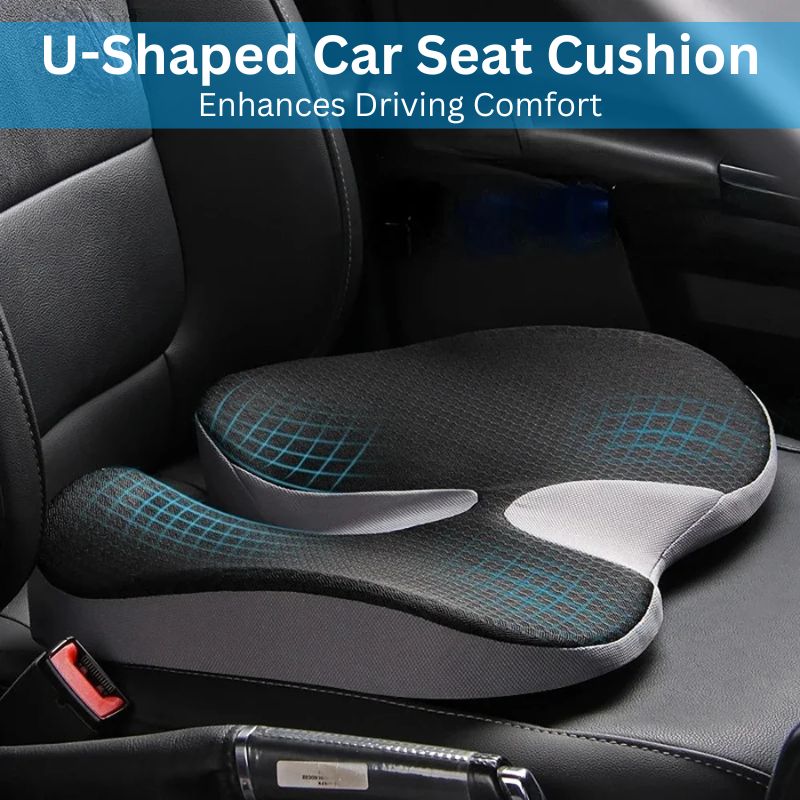 Lisslune | Ergonomic Memory Foam Car Seat Cushion – Tailbone & Sciatica Support Pillow