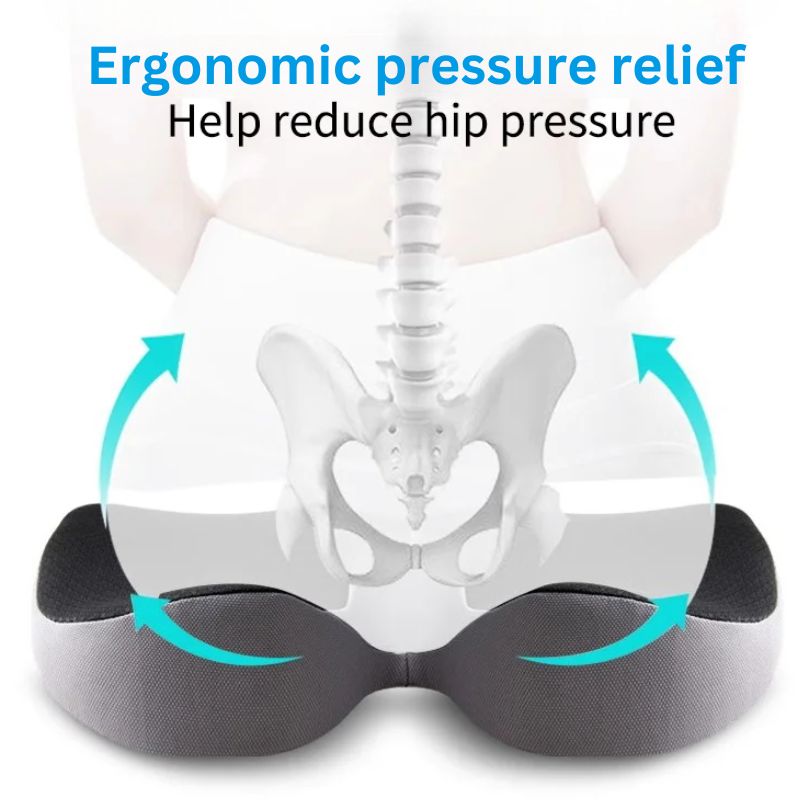 Lisslune | Ergonomic Memory Foam Car Seat Cushion – Tailbone & Sciatica Support Pillow