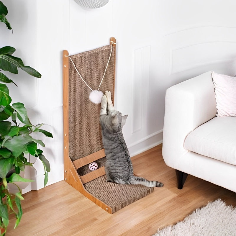 Lisslune | L-Shaped Cat Scratcher with Toy Ball and Multi-Angle Design
