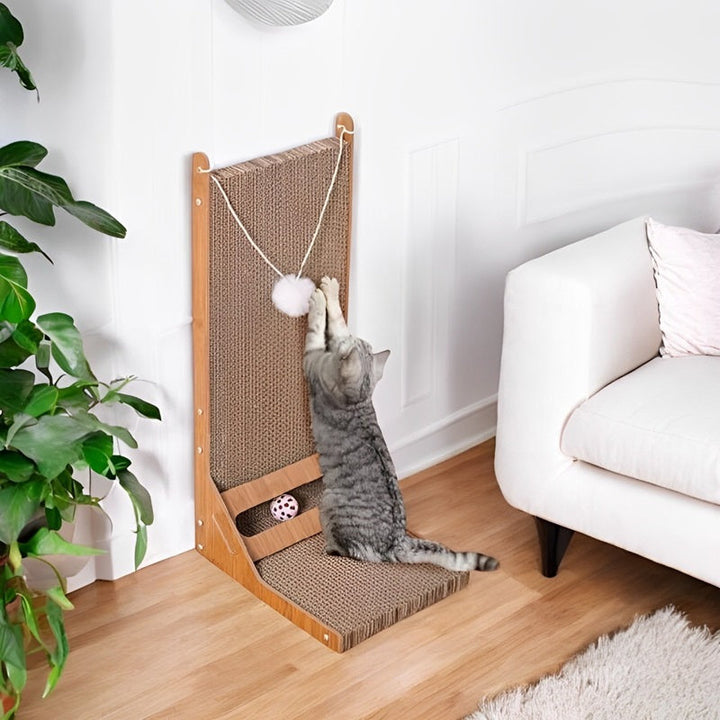Lisslune | L-Shaped Cat Scratcher with Toy Ball and Multi-Angle Design
