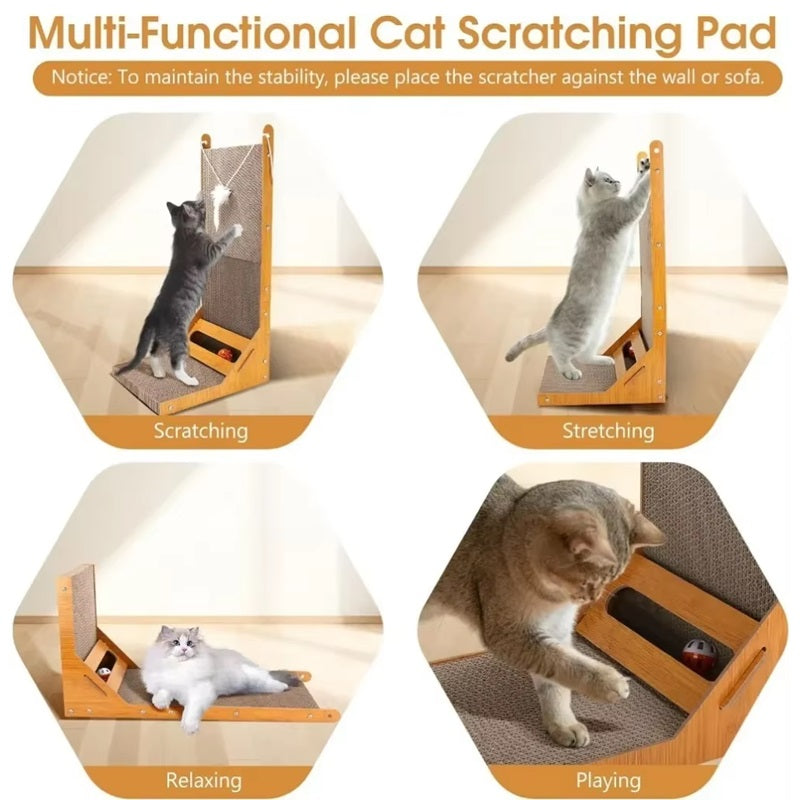 Lisslune | L-Shaped Cat Scratcher with Toy Ball and Multi-Angle Design