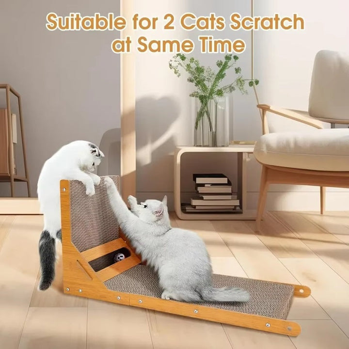 Lisslune | L-Shaped Cat Scratcher with Toy Ball and Multi-Angle Design