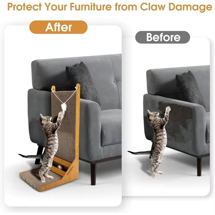 Lisslune | L-Shaped Cat Scratcher with Toy Ball and Multi-Angle Design