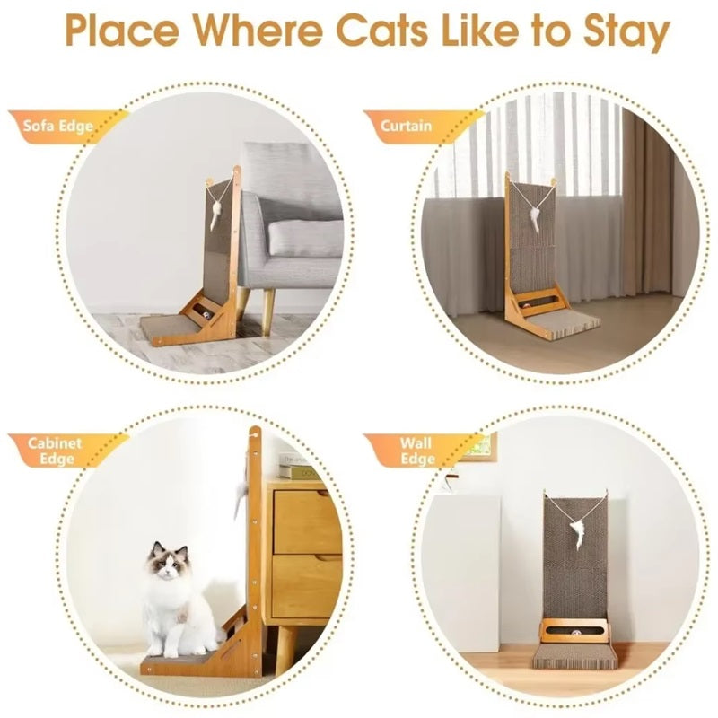 Lisslune | L-Shaped Cat Scratcher with Toy Ball and Multi-Angle Design