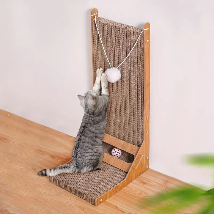 Lisslune | L-Shaped Cat Scratcher with Toy Ball and Multi-Angle Design