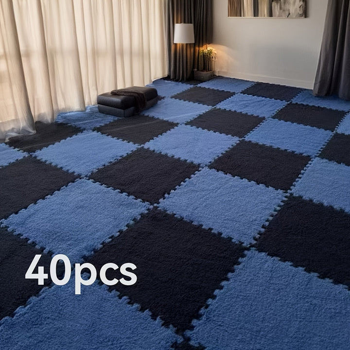 Rynx | 40-piece Thickened Modern Plush Carpet] 40-piece Modern Plush Patchwork Thickened Carpet for Bedroom, Living Room, Wardrobe, Renovation of Rental Apartments, Suitable for All Seasons