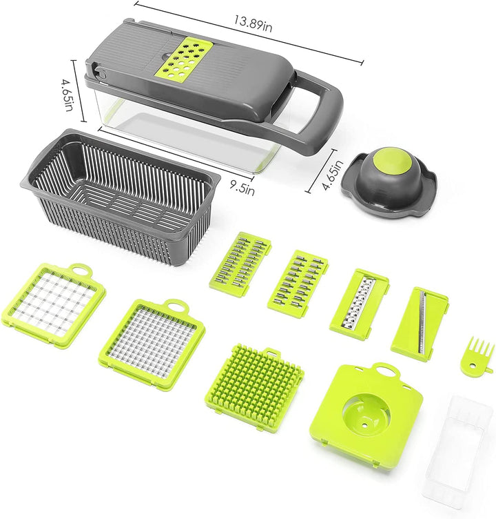 Lisslune | Vegetable cutter - time and labor-saving food - for onion chopper and dicer, 12 in 1 multifunctional vegetable cutter, container for salad potato carrot garlic…