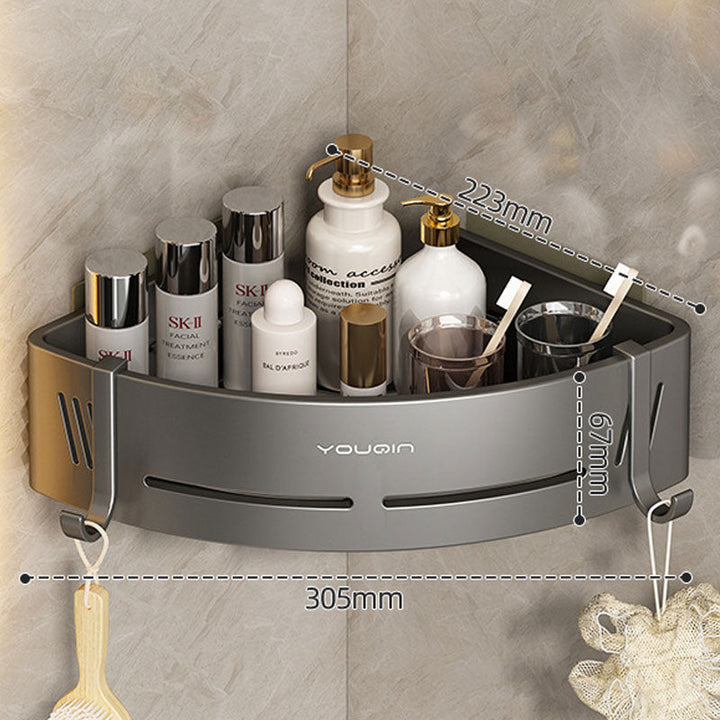 Lisslune | EasyCorner Aluminum Shelf – Self-Adhesive Bathroom Corner Storage without Drilling
