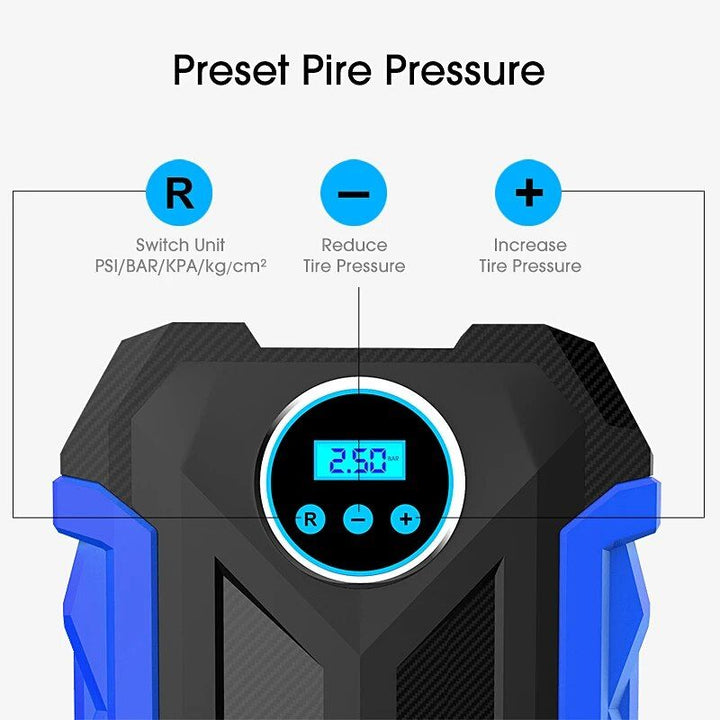 Lisslune | Portable Digital TIRE PUMP with LED light for car and motorcycle