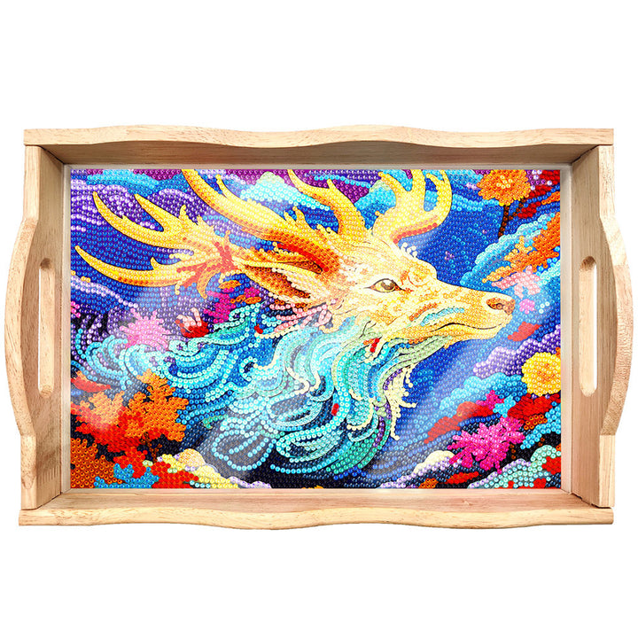 Lisslune | DIY Diamond Painting Wooden Tray Food Tray with Handle Living Room Decoration Mandala Wooden Tray Kit