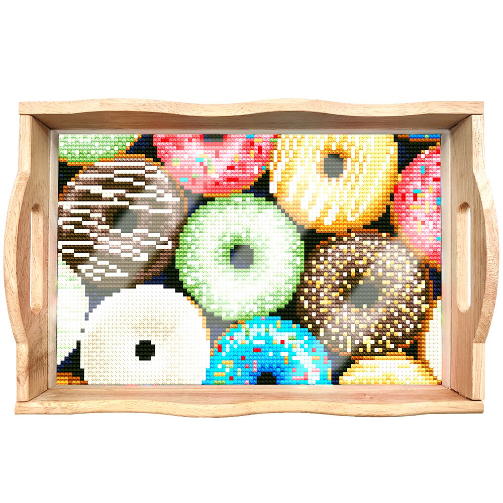 Lisslune | DIY Diamond Painting Wooden Tray Food Tray with Handle Living Room Decoration Mandala Wooden Tray Kit