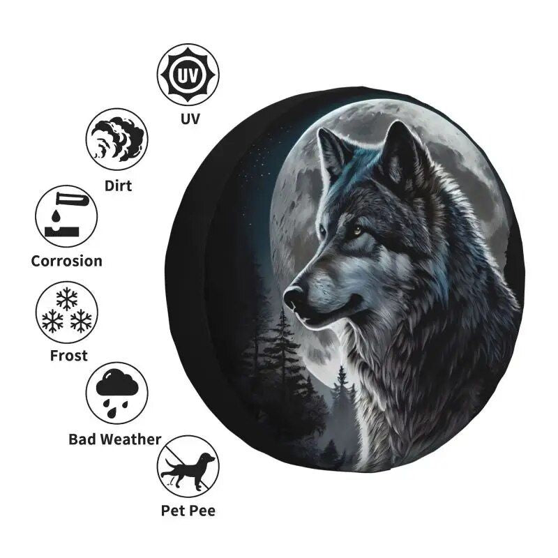 Lisslune | Wild Spirit Wolf Cover – Customized Protector for 4x4, Trailer, RV Wheels