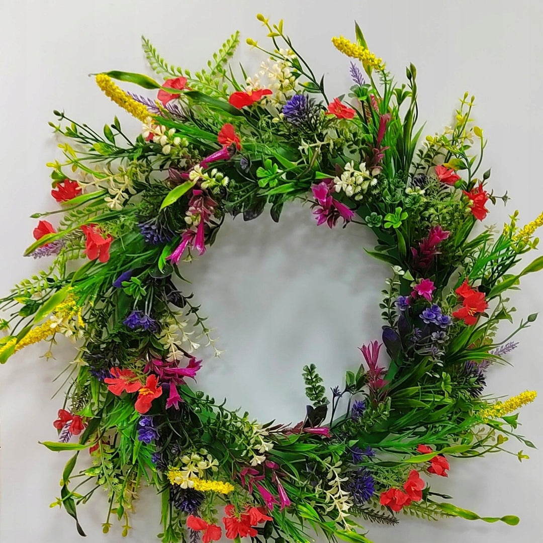 Lisslune | Spring Sun Flower Crown for Door – Handmade with Eucalyptus and Silk Flowers