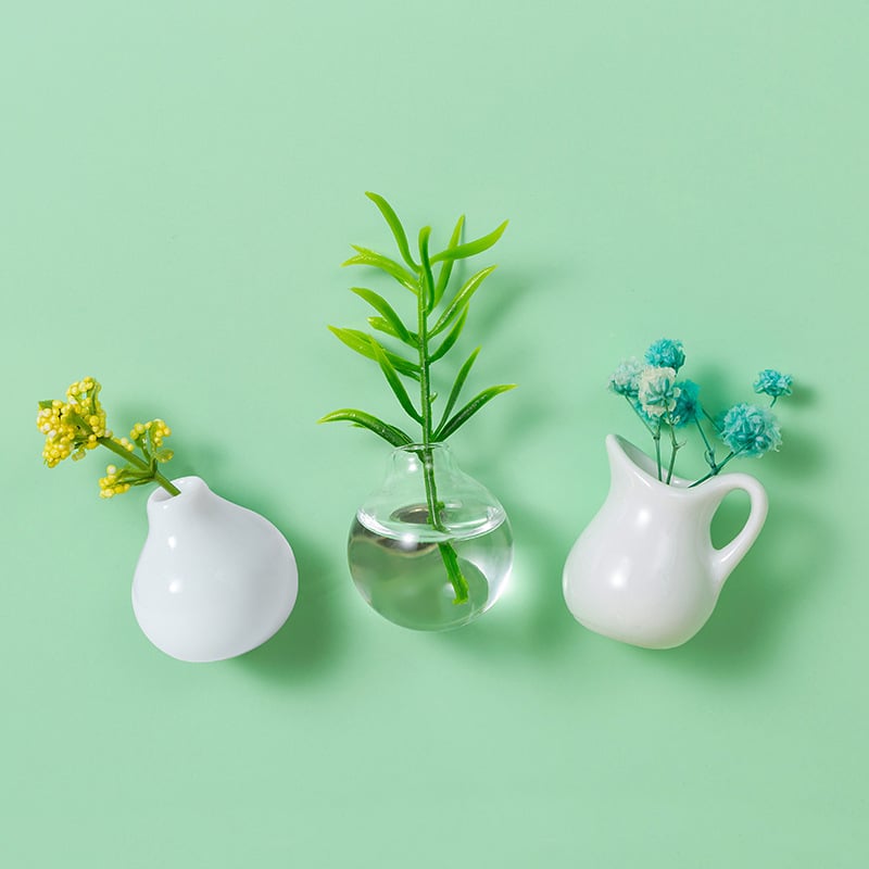 Lisslune | 3-piece set mini plant vases magnets for decorative and fresh accents