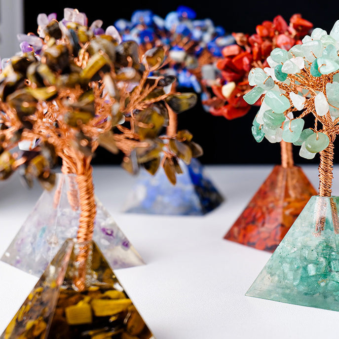 Lisslune | Natural Stone Gravel Pyramid Base Feng Shui Tree