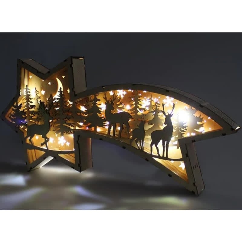 Lisslune | LED Wooden Christmas Ornaments Nativity Scene Star Shaped Desk Lamp