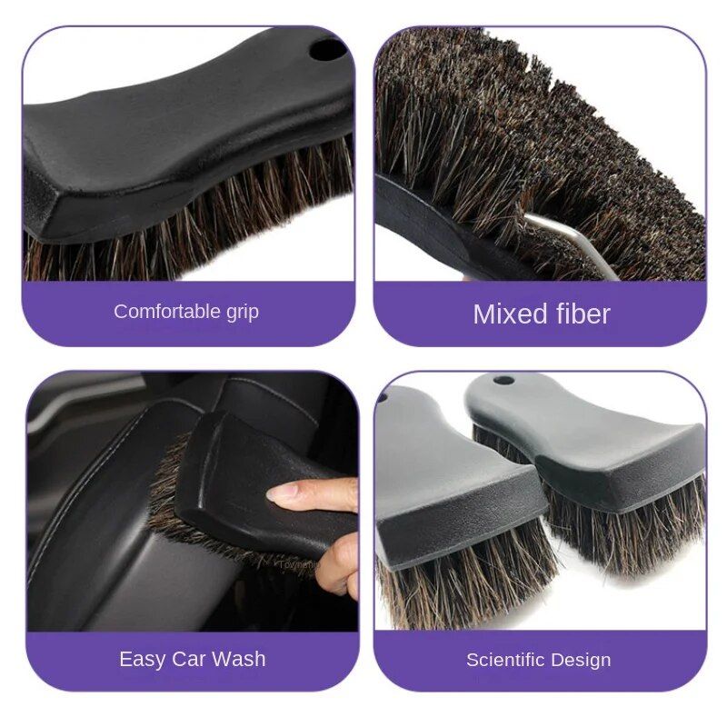 Lisslune | Horsehair Leather & Textile Cleaning Brush for Car and Furniture