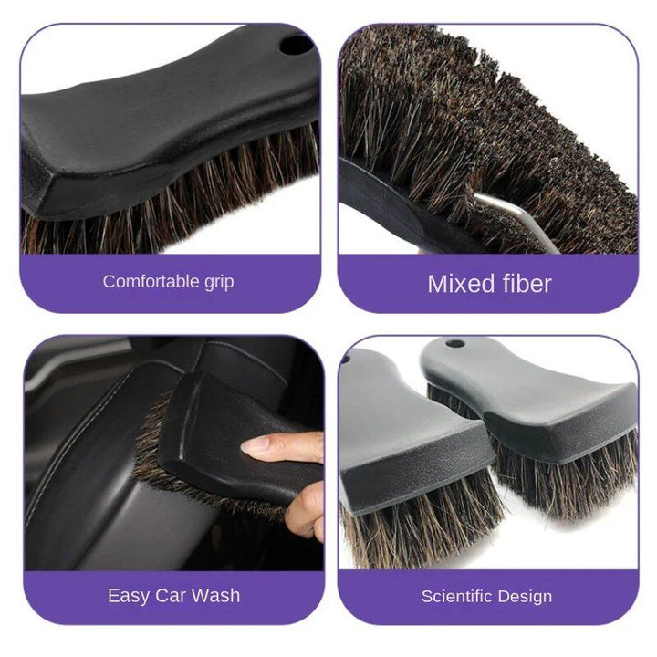 Lisslune | Horsehair Leather & Textile Cleaning Brush for Car and Furniture