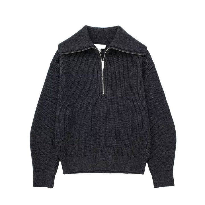 Lisslune | All Match Wool Sweater with Open Collar