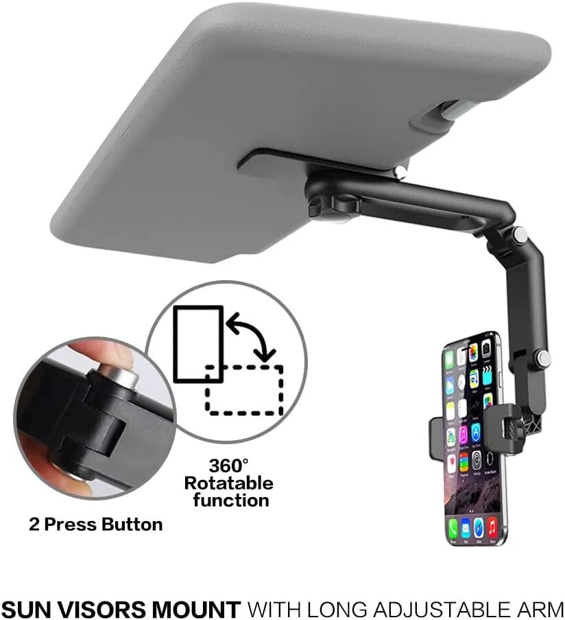 Lisslune | Sun visor phone holder for the car Multifunctional 360° rotating sun visor phone holder for Iphone/Samsung/Android
