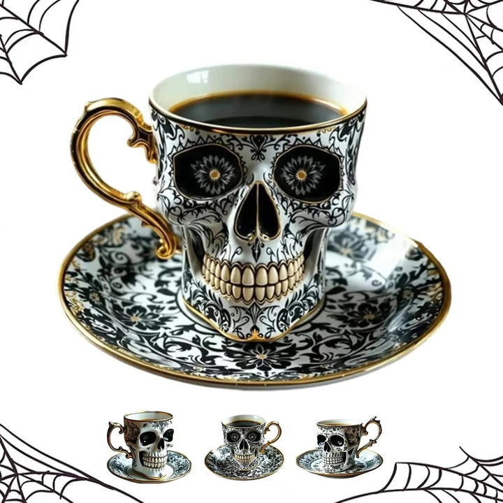 Lisslune | Gothic Skull Decorative Mug Noctura – Artistic Hand-Painted Skull Decoration