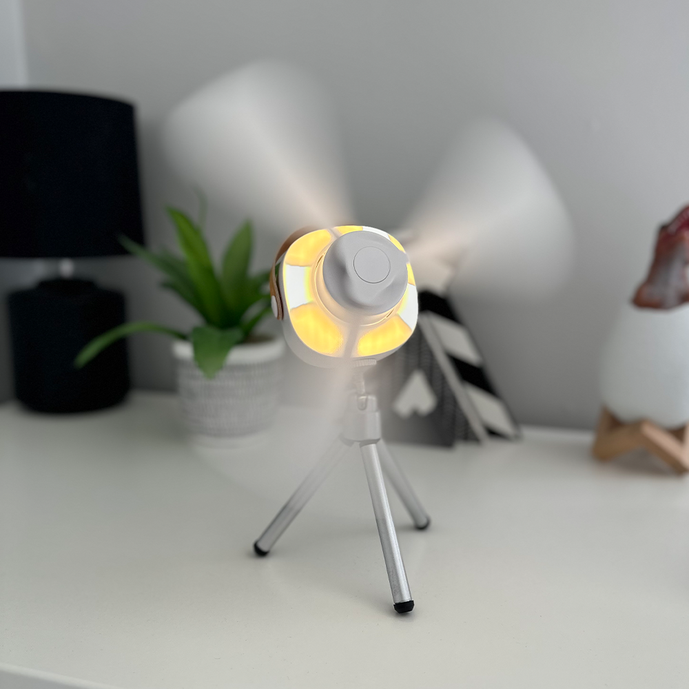 Lisslune | Mini portable ceiling fan with LED light & remote control – 4 speeds, USB rechargeable