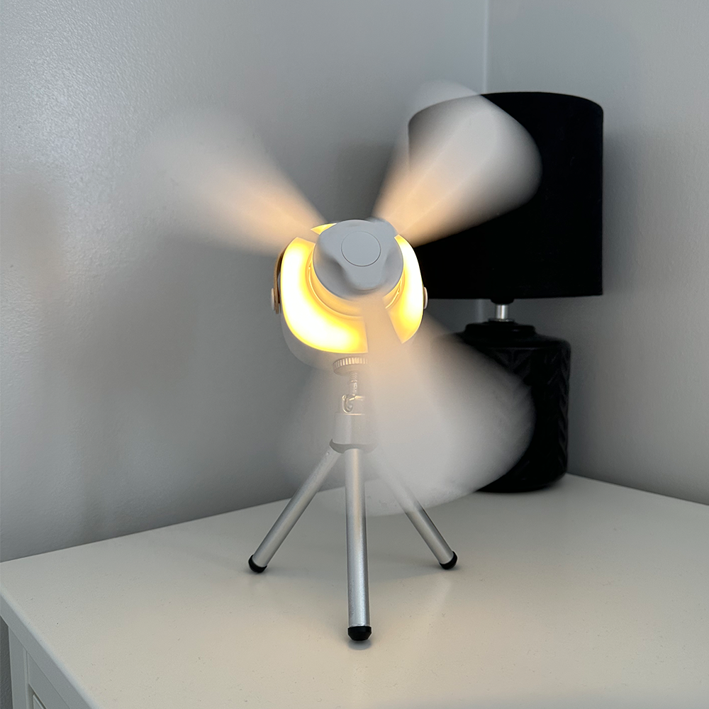 Lisslune | Mini portable ceiling fan with LED light & remote control – 4 speeds, USB rechargeable