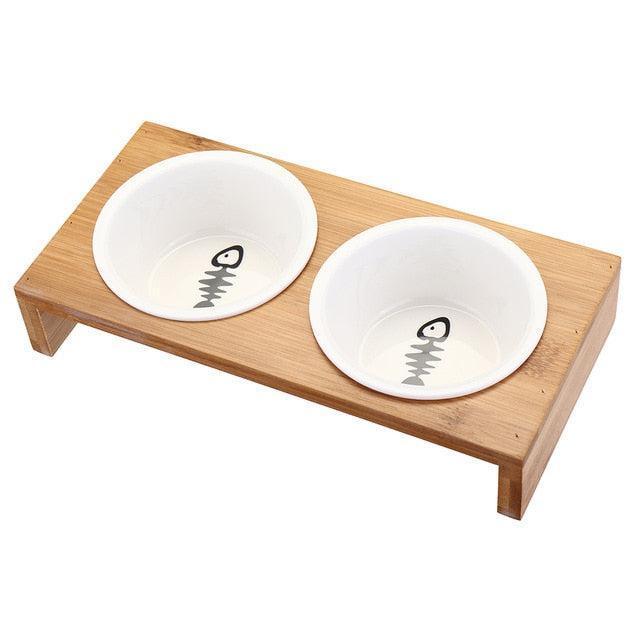Lisslune | Sustainable Bamboo Cat Bowl Set for Environmentally Conscious Pet Owners