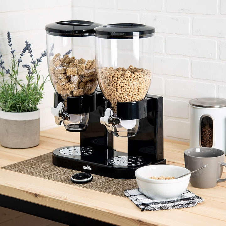 Lisslune | Dual Cereal Dispenser, Dry Food Storage Container for Easy Dispensing