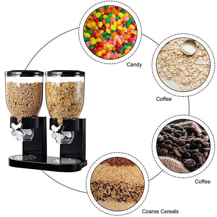 Lisslune | Dual Cereal Dispenser, Dry Food Storage Container for Easy Dispensing