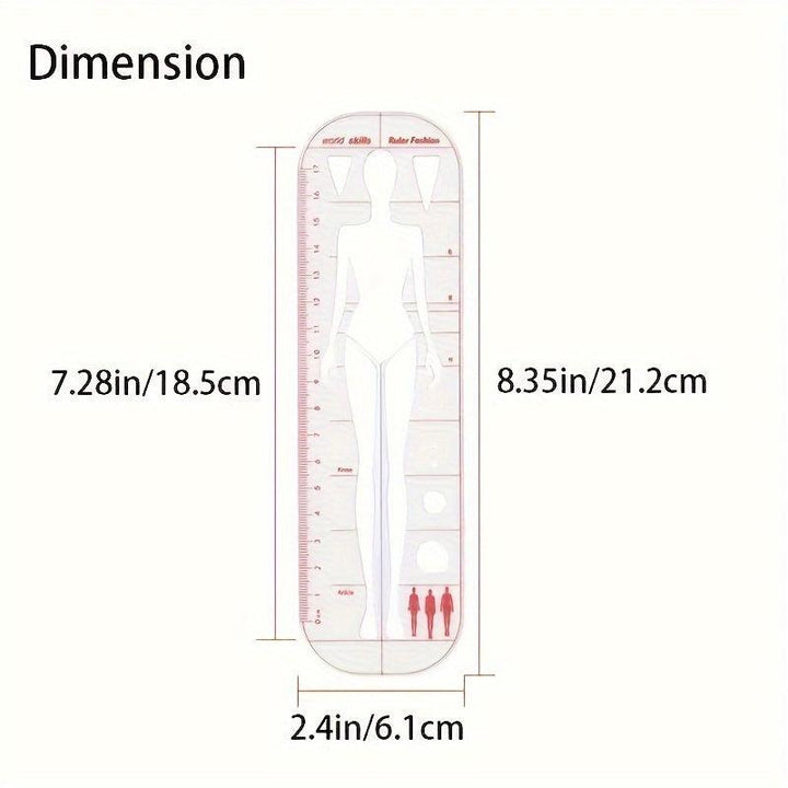 Lisslune | Fashion Sketching Acrylic Ruler and Design Template for Tailoring Excellence