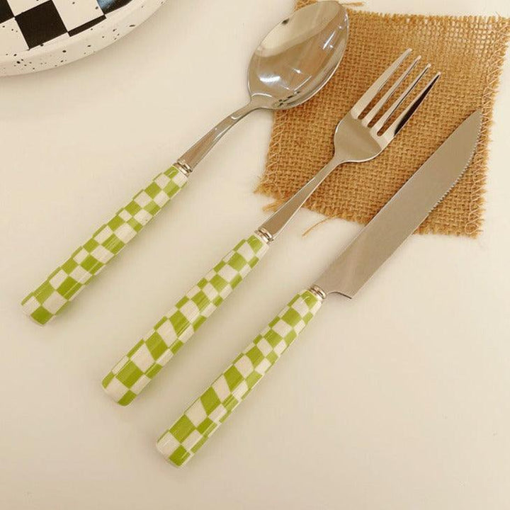 Lisslune | RetroChef – Stylish stainless steel cutlery with checkerboard pattern