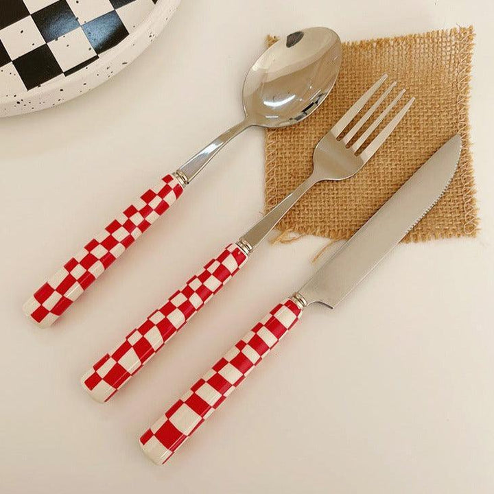 Lisslune | RetroChef – Stylish stainless steel cutlery with checkerboard pattern