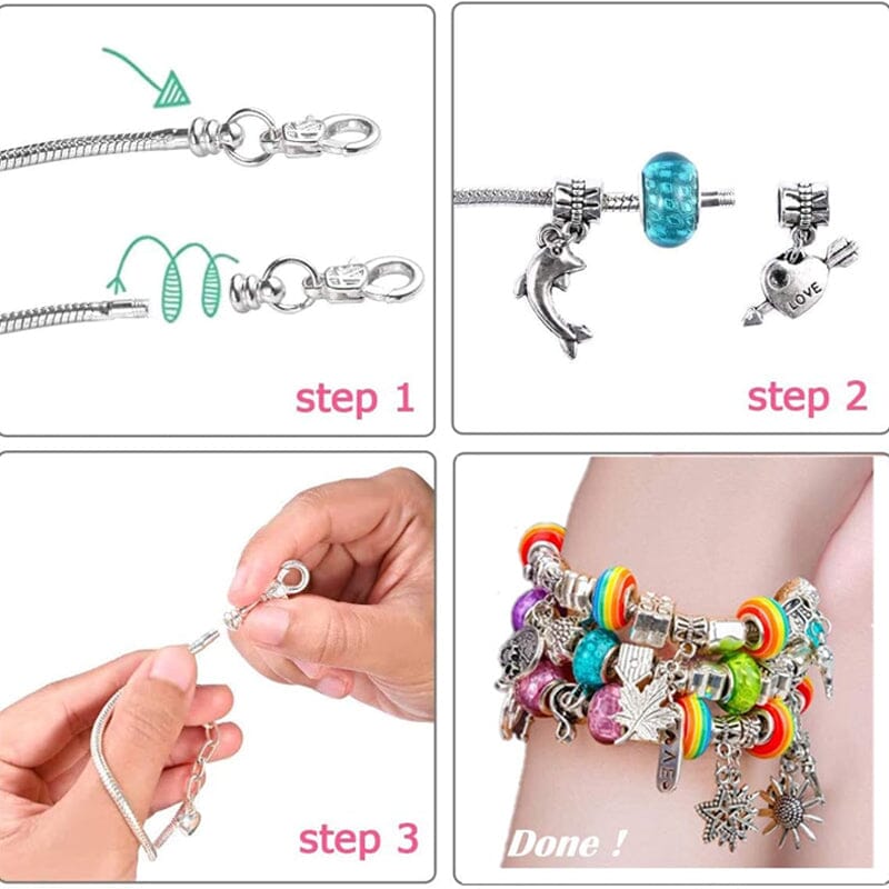 Lisslune | CHARMELLA – Sparkly Girls Charm Bracelet Making Kit for Creative Fun