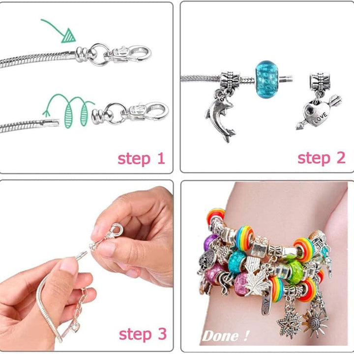 Lisslune | CHARMELLA – Sparkly Girls Charm Bracelet Making Kit for Creative Fun