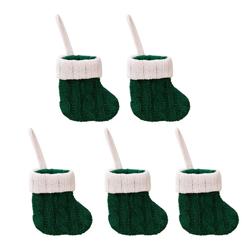 Lisslune | Charming Knitted Mini Christmas Socks – Red & Green Hanging Stockings for Festive Home, Party, & Table Décor