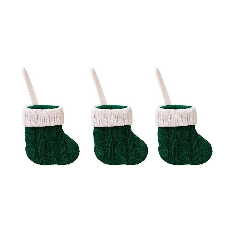 Lisslune | Charming Knitted Mini Christmas Socks – Red & Green Hanging Stockings for Festive Home, Party, & Table Décor