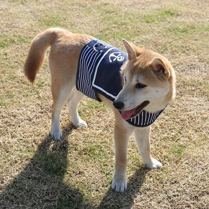Lisslune | Stylish Navy Striped Dog Harness and Leash Set - Elegant Pet Outfit