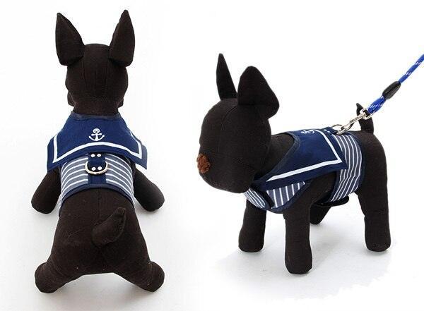 Lisslune | Stylish Navy Striped Dog Harness and Leash Set - Elegant Pet Outfit