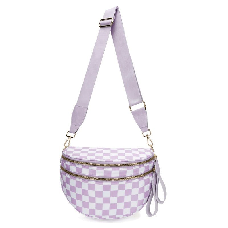 Lisslune | LuxeMosaic Iris Crossbody Bag | Stylish checkerboard purse with adjustable strap for everyday essentials