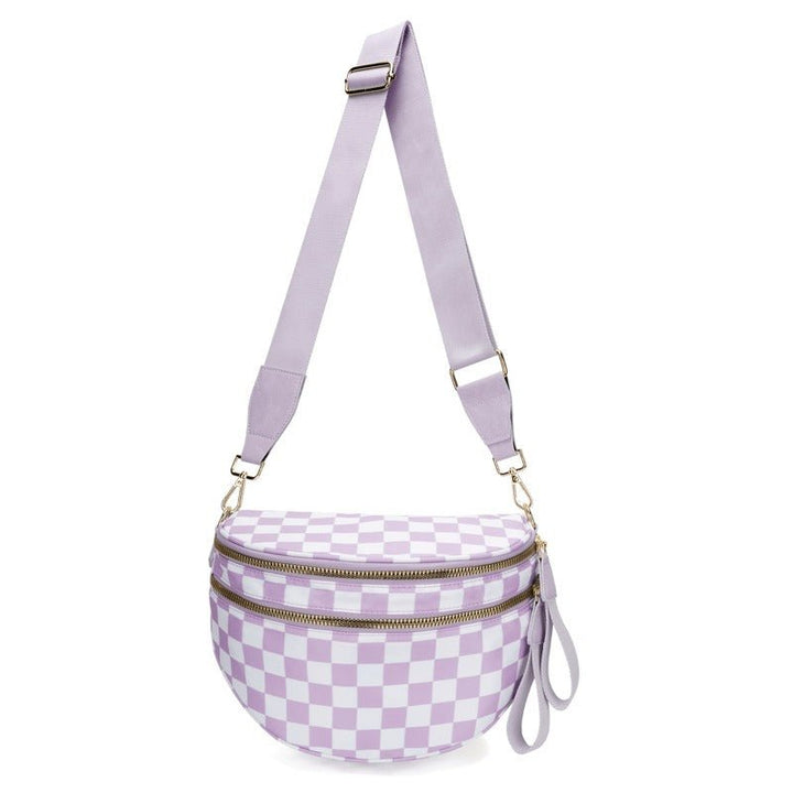 Lisslune | LuxeMosaic Iris Crossbody Bag | Stylish checkerboard purse with adjustable strap for everyday essentials