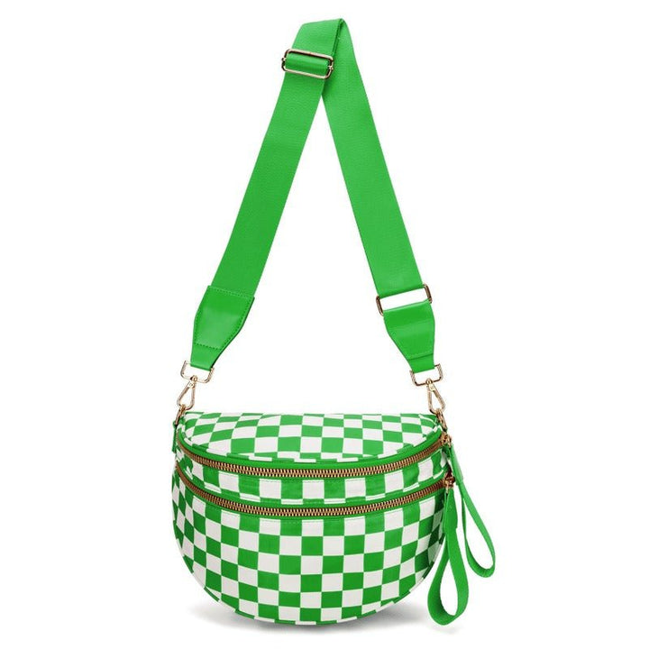 Lisslune | LuxeMosaic Iris Crossbody Bag | Stylish checkerboard purse with adjustable strap for everyday essentials