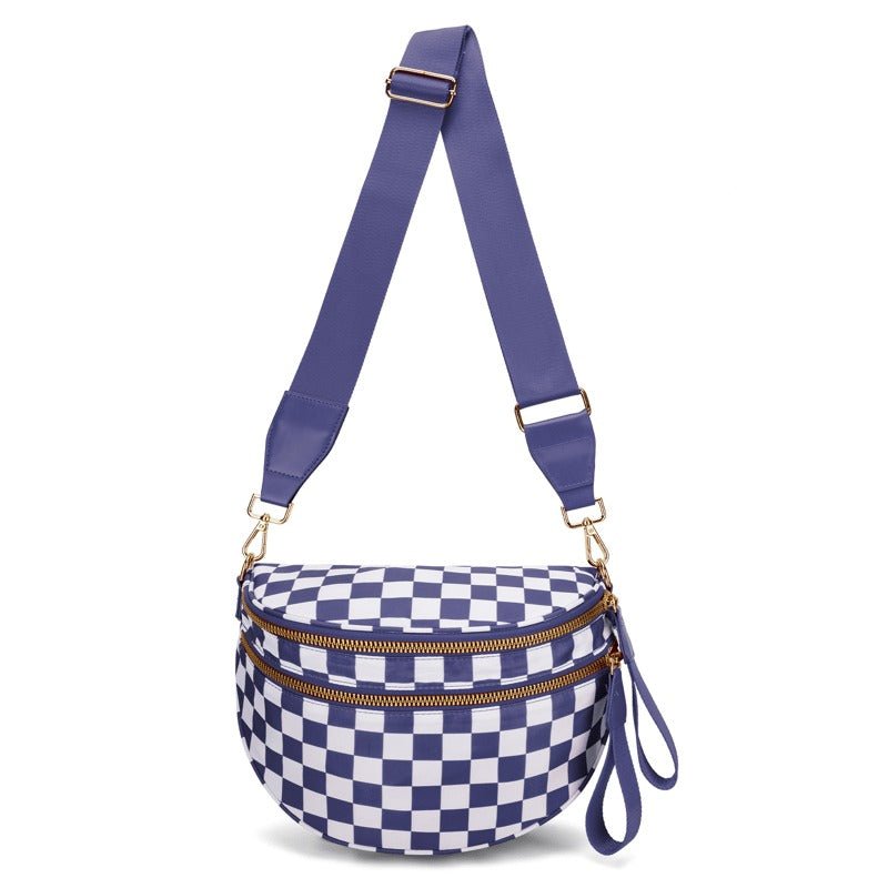 Lisslune | LuxeMosaic Iris Crossbody Bag | Stylish checkerboard purse with adjustable strap for everyday essentials