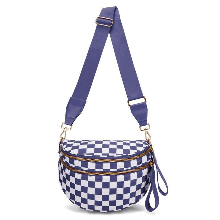 Lisslune | LuxeMosaic Iris Crossbody Bag | Stylish checkerboard purse with adjustable strap for everyday essentials