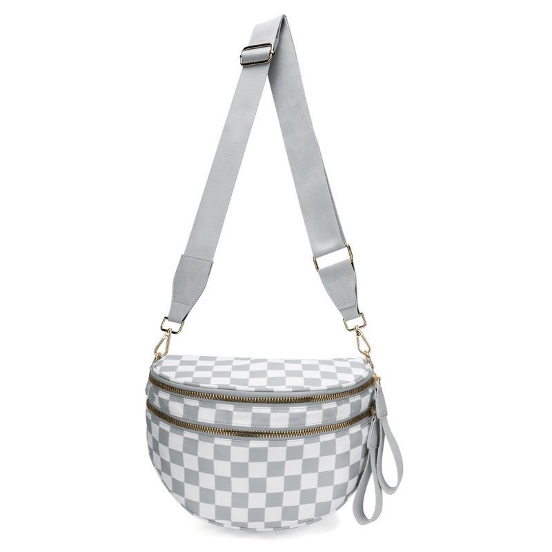 Lisslune | LuxeMosaic Iris Crossbody Bag | Stylish checkerboard purse with adjustable strap for everyday essentials