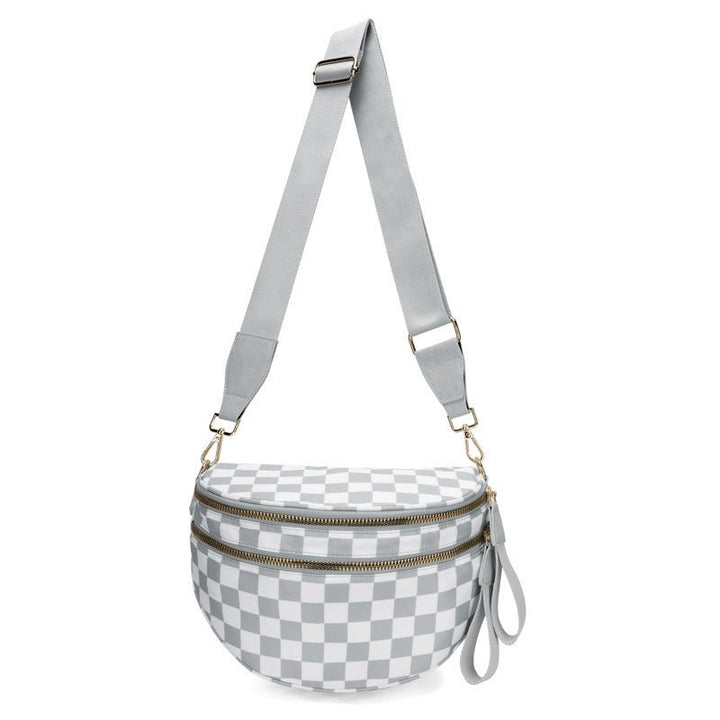 Lisslune | LuxeMosaic Iris Crossbody Bag | Stylish checkerboard purse with adjustable strap for everyday essentials