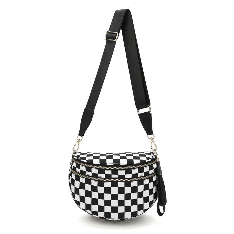 Lisslune | LuxeMosaic Iris Crossbody Bag | Stylish checkerboard purse with adjustable strap for everyday essentials