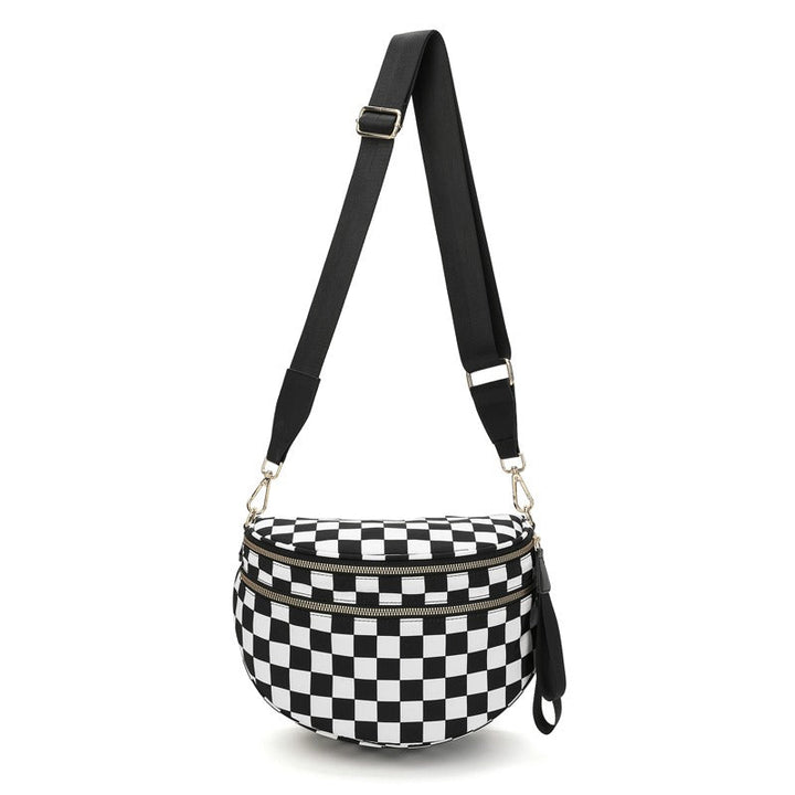 Lisslune | LuxeMosaic Iris Crossbody Bag | Stylish checkerboard purse with adjustable strap for everyday essentials