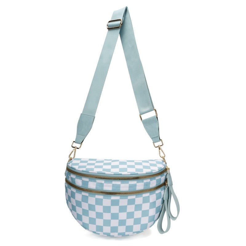 Lisslune | LuxeMosaic Iris Crossbody Bag | Stylish checkerboard purse with adjustable strap for everyday essentials